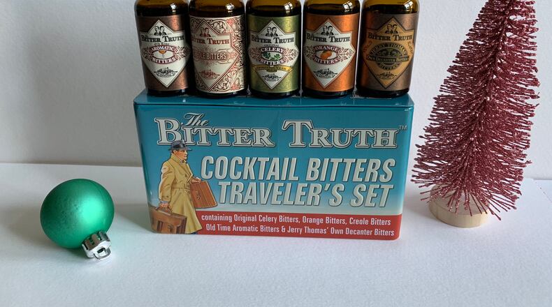 Five tiny bitter bottles in an embossed case from Bitter Truth.