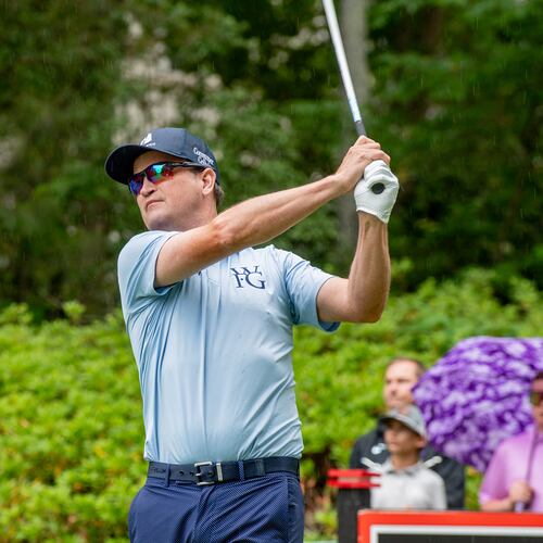 Zach Johnson maintained his lead after two rounds of the Mitsubishi Electric Classic at TPC Sugarloaf in Duluth on Saturday, April 25, 2026. Johnson won the PGA Tour's BellSouth Classic two times here. (Courtesy of David King)