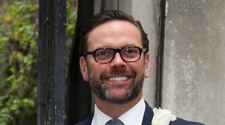 FILE - James Murdoch arrives at St Bride's Church for the celebration ceremony of the wedding of Rupert Murdoch and Jerry Hall in London, March 5, 2016. (Photo by Joel Ryan/Invision/AP, File)