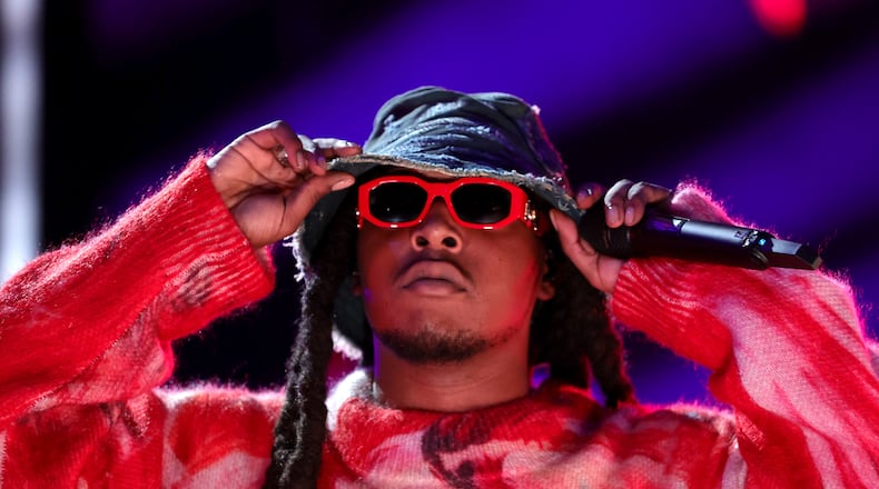 In this photo from Sept. 25, 2021, Takeoff of Migos performs onstage during Global Citizen Live in Los Angeles. (Rich Fury/Getty Images for Global Citizen/TNS)