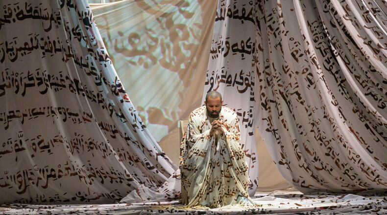 Jamez McCorkle gives a strong performance in the remarkable world premiere opera "Omar" at Spoleto USA.