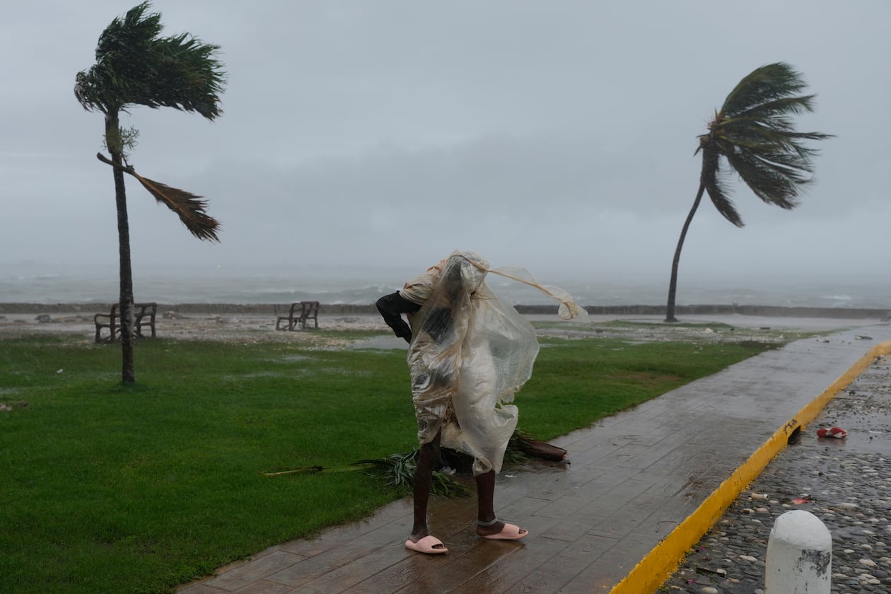 A man walks in Kingston, Jamaica, as Hurricane Melissa approaches, Tuesday, Oct. 28, 2025. (Matias Delacroix/AP)