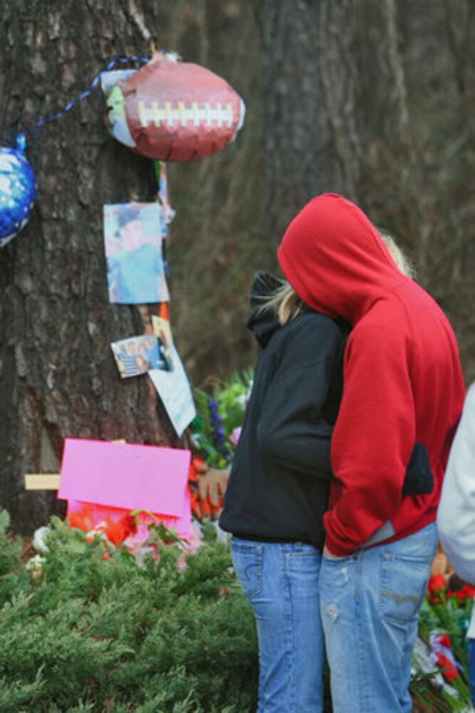 Roadside memorial for Garrett Reed, 16
