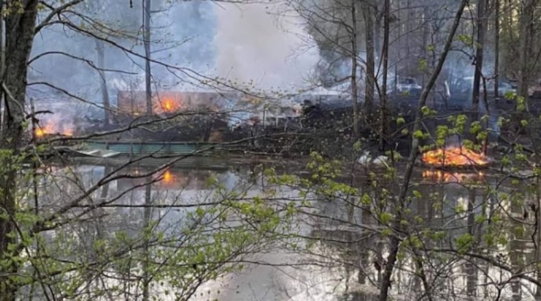 From a distance, fire crews said they could see heavy black smoke billowing into the sky.
