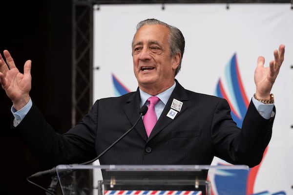 Postmaster General David Steiner speaks at a July event marking the 250th anniversary of the U.S. Postal Service's founding.