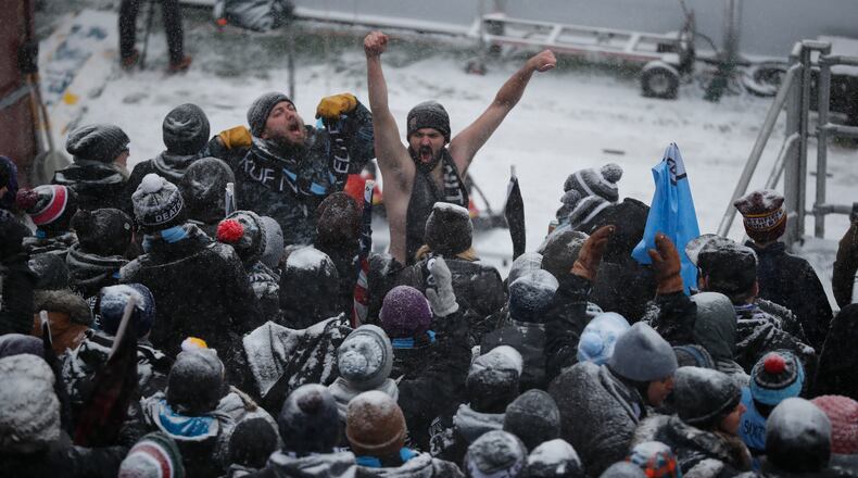 Fans cheer during the first half of an MLS soccer game between Atlanta United and Minnesota United, Sunday, March 12, 2017, in Minneapolis, Minn. (Jeff Wheeler/Star Tribune via AP)