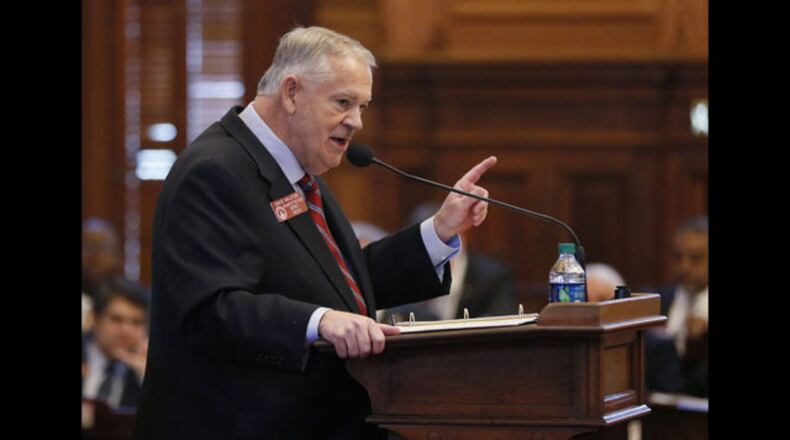 <p>
House Speaker David Ralston takes to the well during Morning Orders Monday, February 25, 2019 to address accusations that he has abused his authority. Several Republican lawmakers signed onto a resolution calling for Ralston to resign over his use of power to delay court proceedings for his clients as a criminal defense lawyer. (Bob Andres/Atlanta Journal-Constitution via AP)
</p> <p>
House Speaker David Ralston leaves the well to a standing ovation after he spoke during Morning Orders to address accusations that he has abused his authority. Several Republican lawmakers signed onto a resolution calling for Ralston to resign over his use of power to delay court proceedings for his clients as a criminal defense lawyer. (Bob Andres/Atlanta Journal-Constitution via AP)
</p> <p>
House Speaker David Ralston takes to the well during Morning Orders Monday, February 25, 2019 to address accusations that he has abused his authority. Several Republican lawmakers signed onto a resolution calling for Ralston to resign over his use of power to delay court proceedings for his clients as a criminal defense lawyer. (Bob Andres/Atlanta Journal-Constitution via AP)
</p> <p>
Rep. David Clark, R - Buford, watches House Speaker David Ralston during Morning Orders this morning where Ralston addressed accusations that he has abused his authority. Clark has called for Ralston's resignation. Several Republican lawmakers signed onto a resolution calling for Ralston to resign over his use of power to delay court proceedings for his clients as a criminal defense lawyer. (Bob Andres/Atlanta Journal-Constitution via AP)
</p>