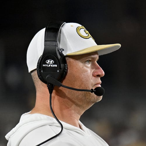 Georgia Tech head coach Brent Key doubled down on his commitment to Georgia Tech in the wake of multiple high-profile coaching vacancies. (Hyosub Shin/AJC)