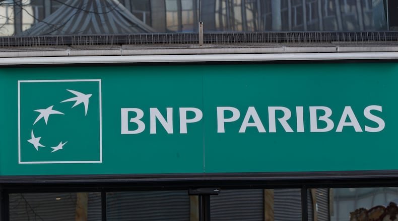 FILE - The logo of French bank BNP Paribas SA is pictured at the La Defense business district outside Paris, Thursday, Jan. 11, 2016(AP Photo/Michel Euler, File)