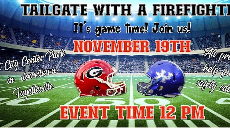 Meet Fayetteville firefighters and see UGA vs. Kentucky football on the big screen at City Center Park in downtown Fayetteville on Nov. 19. (Courtesy of Fayetteville)