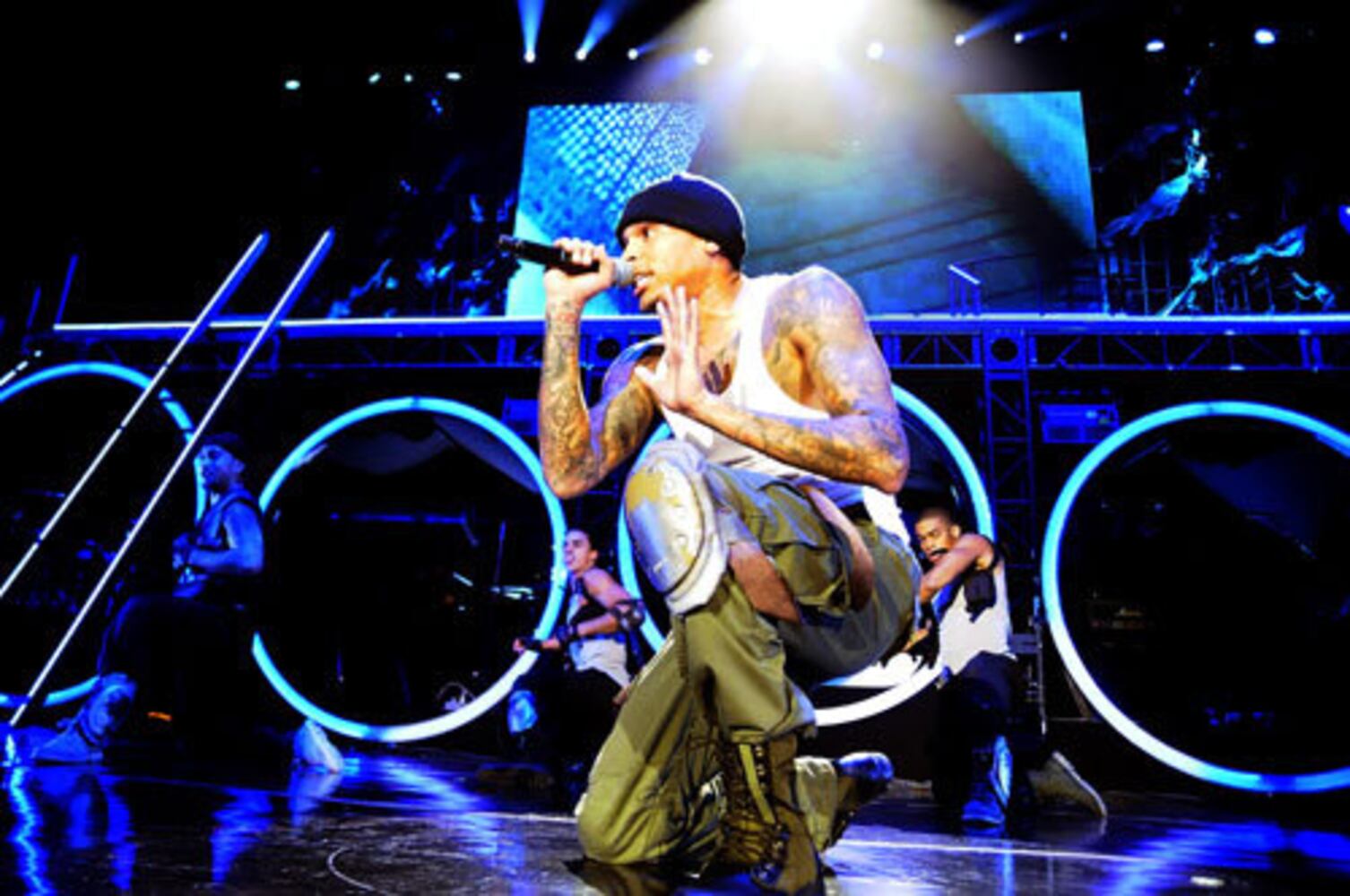Chris Brown performs at Aaron's Amphitheatre
