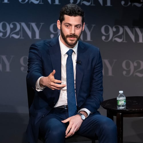 FILE - Alex Bores, democratic candidate in New York's 12th Congressional District, speaks during "NY-12 for Congress: Candidate Forum" at 92NY, April 15, 2026, in New York. (AP Photo/Yuki Iwamura, File)