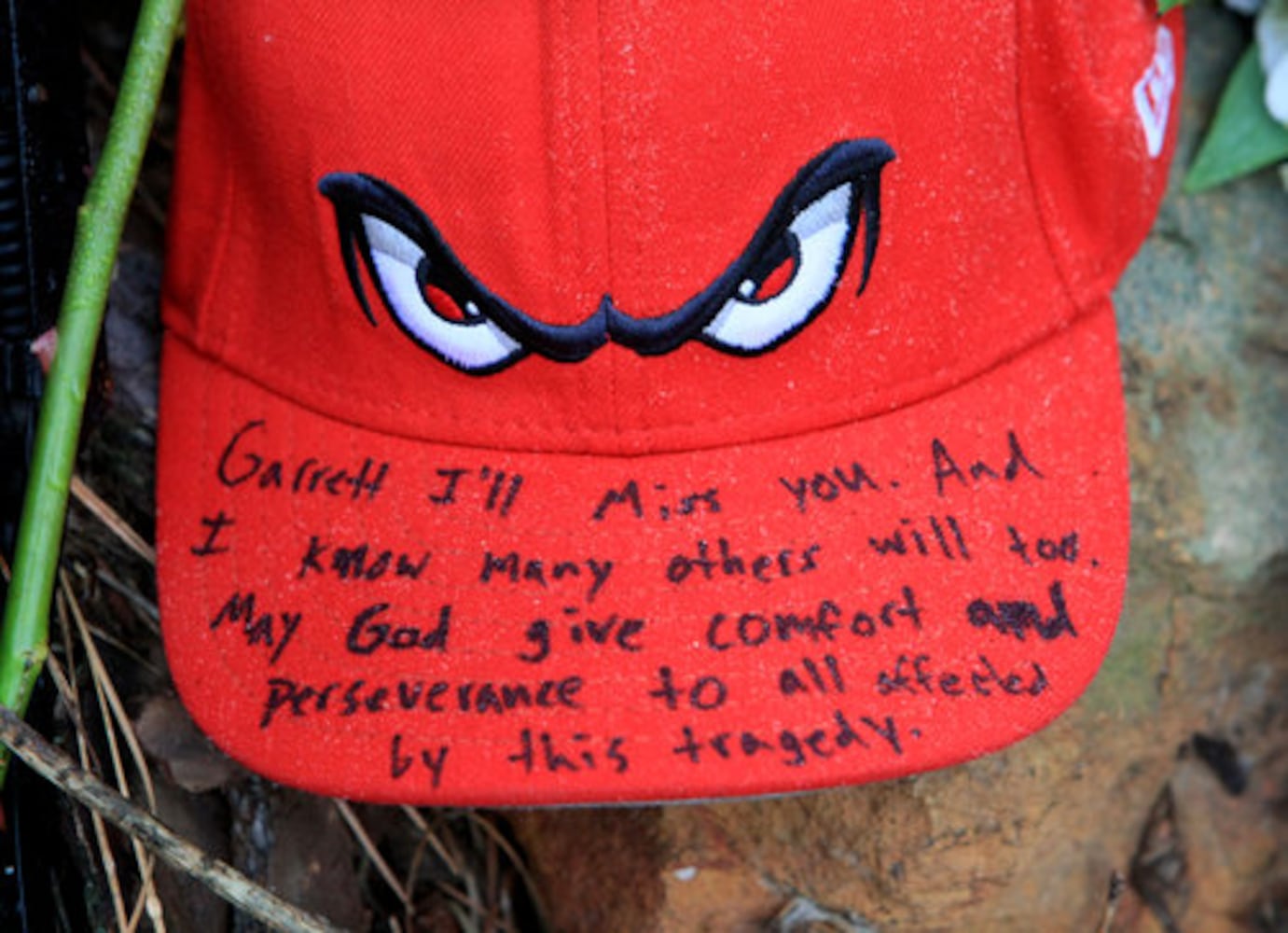 Roadside memorial for Garrett Reed, 16