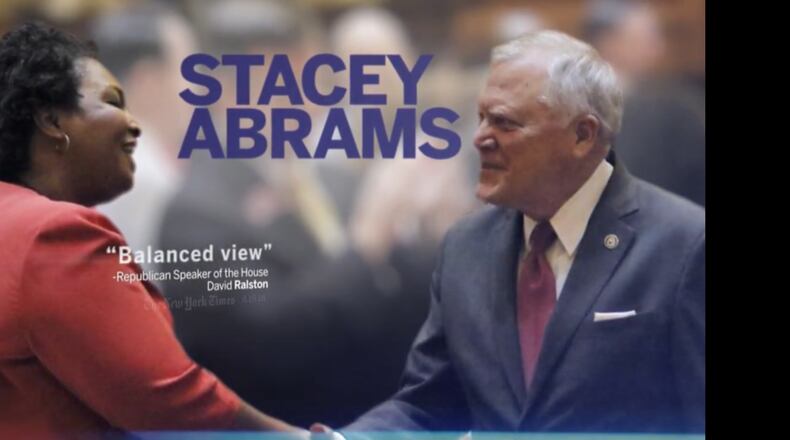 A screenshot of Stacey Abrams' latest ad.
