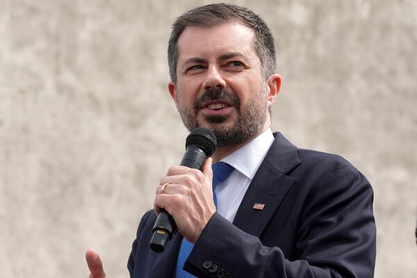 Pete Buttigieg traveled to Northwest Georgia over the weekend to rally supporters for Democratic congressional candidate Shawn Harris. (Mike Stewart/AP)