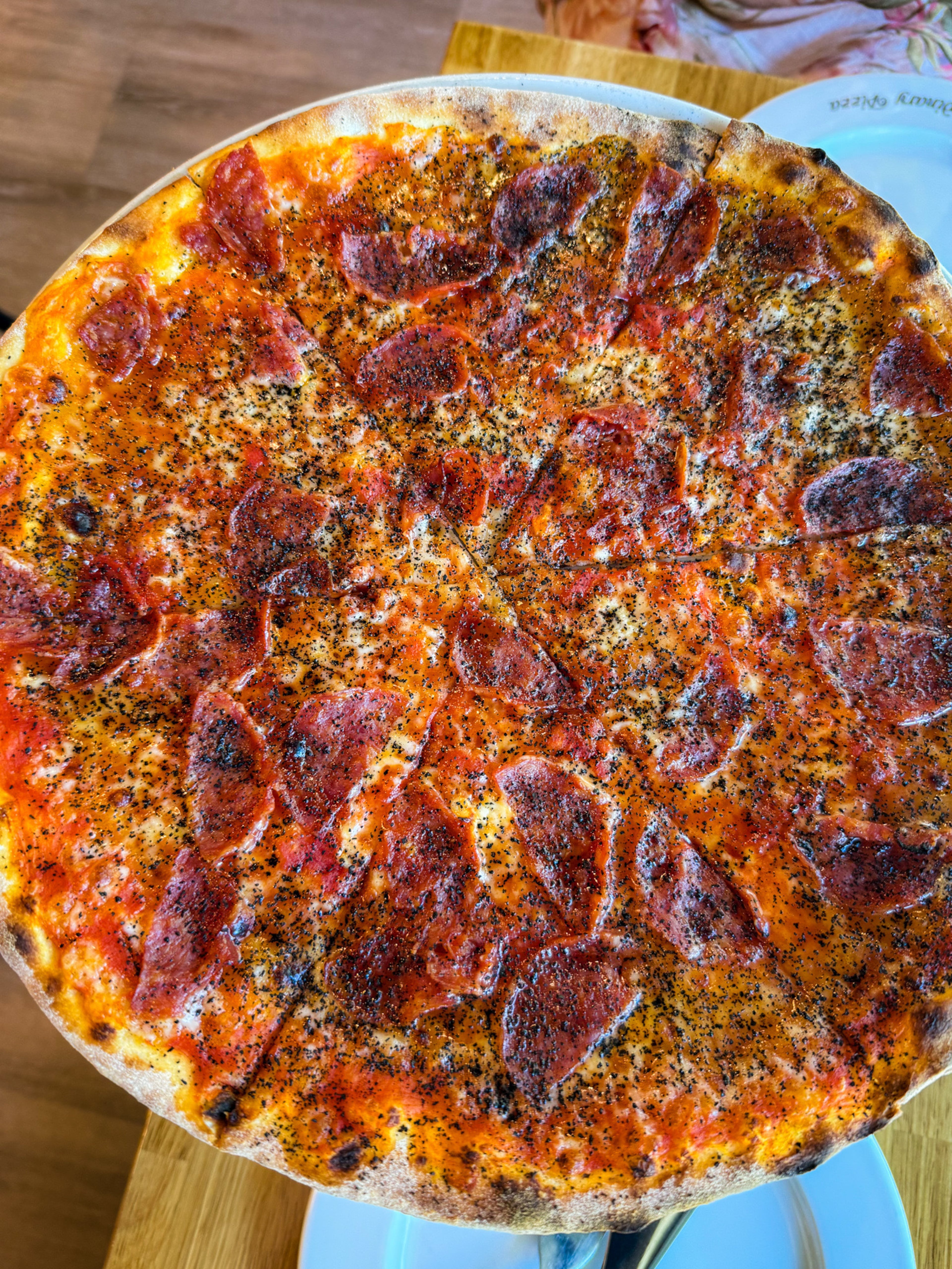 The Coffee Paolo at Mister O1 Extraordinary Pizza has an addictive flavor combination of gorgonzola cheese, honey, coffee and spicy salami. (Henri Hollis/AJC)