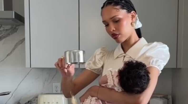 Nara Smith, a model and influencer, is one of the most referenced content creators of the trad wife trend. Though Smith does not claim to be a trad wife, her videos portray a glamorized version of being a stay-at-home mom that are both fun and unsettling. Image Credit: @Nara Smith/ Tik Tok