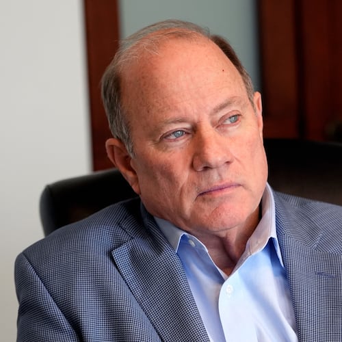 FILE - Detroit Mayor Mike Duggan is interviewed, Dec. 3, 2024, in Detroit. (AP Photo/Carlos Osorio, File)