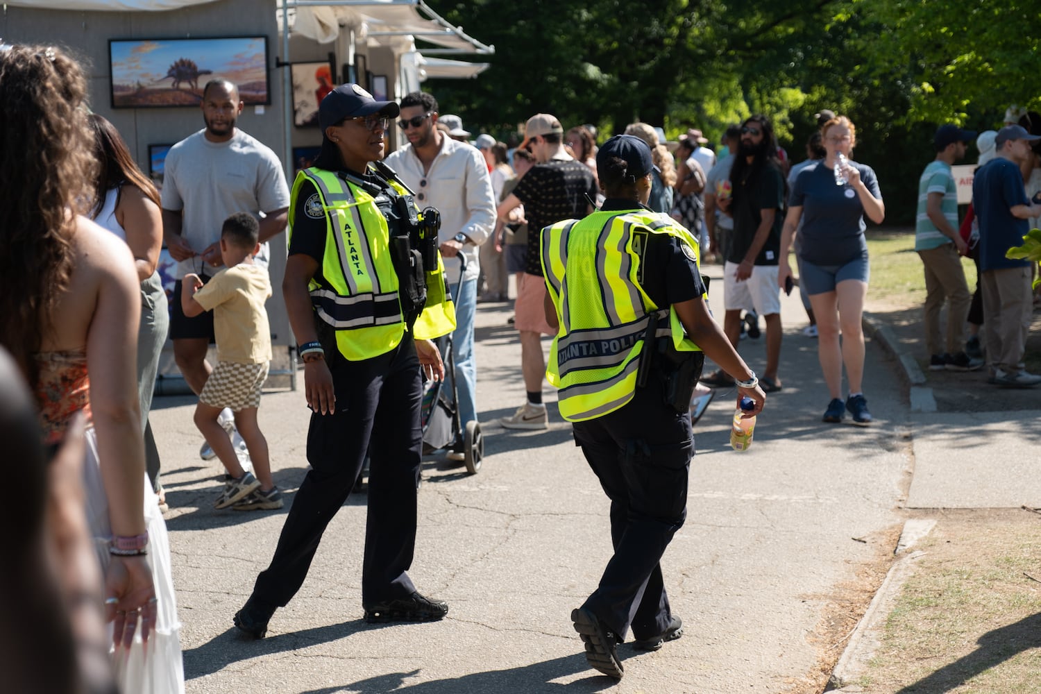 Atlanta Police officers roam the Atlanta Dogwood Festival at Piedmont Park on Saturday, April 11, 2026. (Ben Gray for the AJC)
