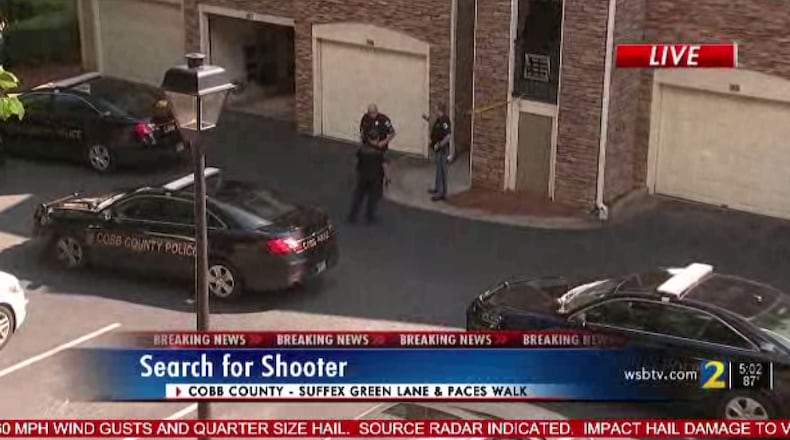 Multiple suspects are sought after a shooting in Vinings on Thursday afternoon.