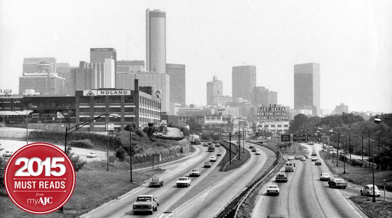 July 7, 1977 - The Downtown Connector looking south toward heart of Atlanta.