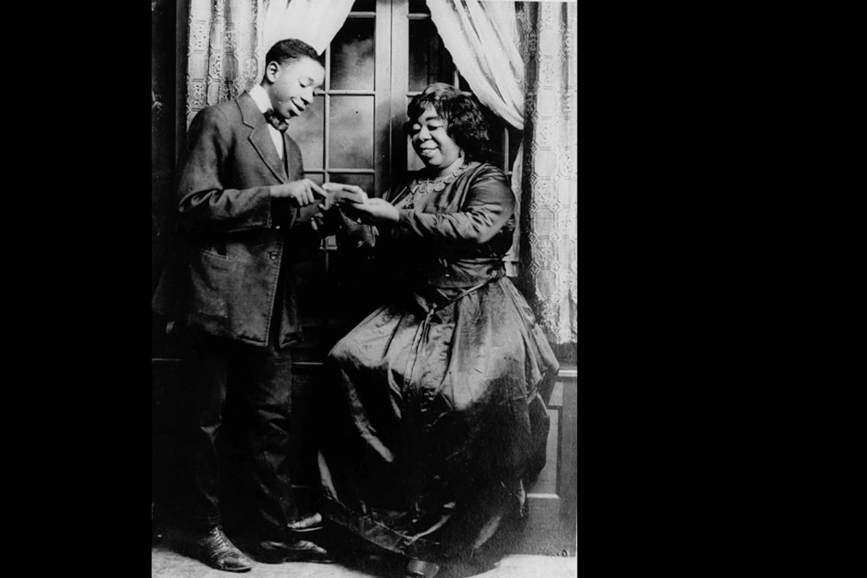 Ma Rainey, right, appears in the touring show "The Rabbit Foot Minstrels" in an undated photo. She was born Gertrude Pridgett in Columbus, Ga., and became known as the "Mother of the Blues" through her appearances in the South and Midwest. The male actor is not identified. (AP Photo/HO)