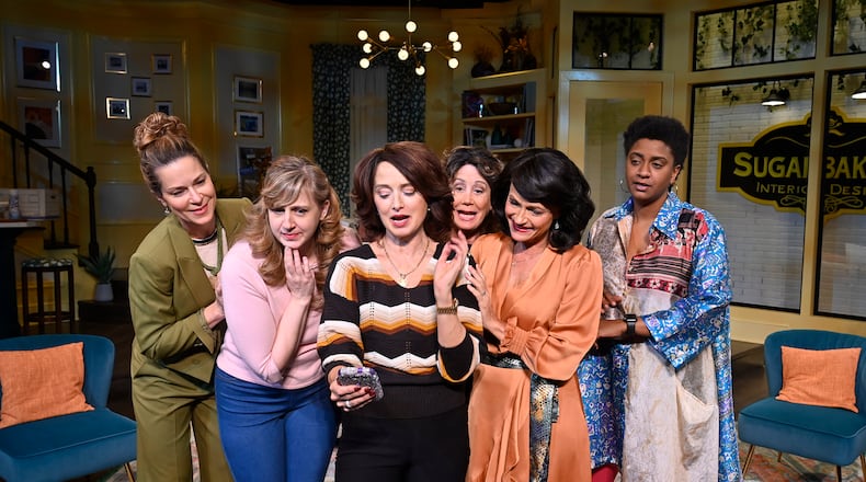 The cast of “Designing Women,” based on the popular TV sitcom and continuing through Nov. 6 at Horizon Theatre, features Lane Carlock (from left), Eve Krueger, Katherine LaNasa, Joanna Daniels, Beth Beyer and Tiffany Porter.
(Courtesy of Horizon Theatre/Greg Mooney)