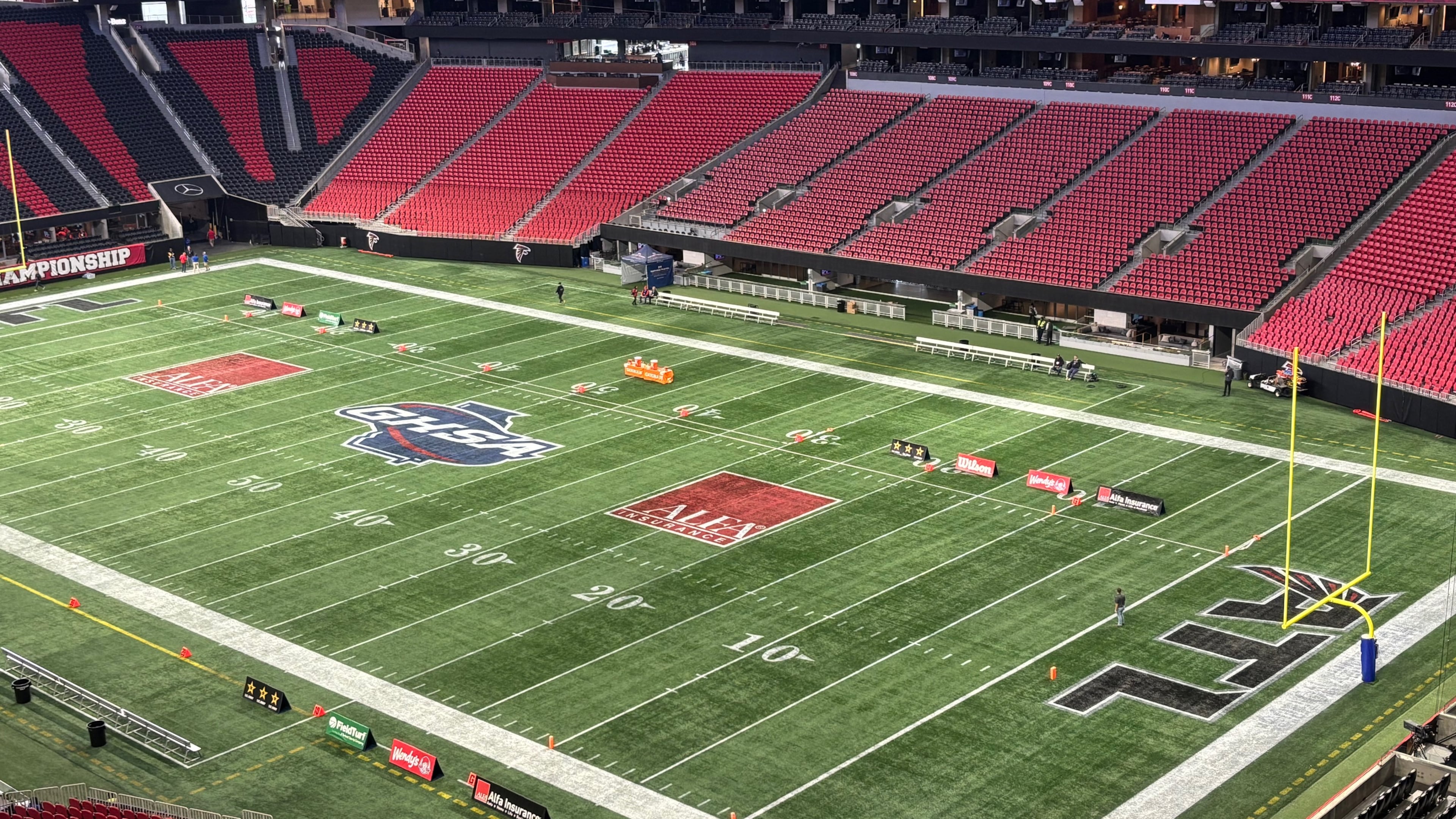 The Georgia High School Association hosts the state football championships at Mercedes-Benz Stadium in Atlanta.