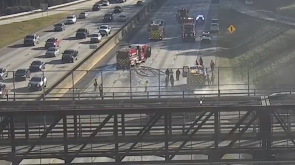 Traffic was impacted on I-285 South near the East Ponce de Leon Avenue exit because of a truck fire. (Georgia Department of Transportation)