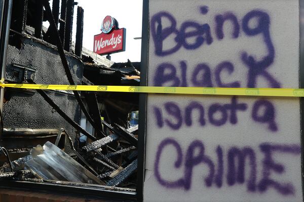 The Wendy's where Rayshard Brooks was shot Friday has become the site of protests against racism and police brutality. Curtis Compton ccompton@ajc.com