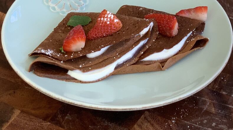 Start the new year with guilt-free Whole-Wheat Chocolate Crepes with Honey Greek Yogurt. CONTRIBUTED BY KELLIE HYNES
