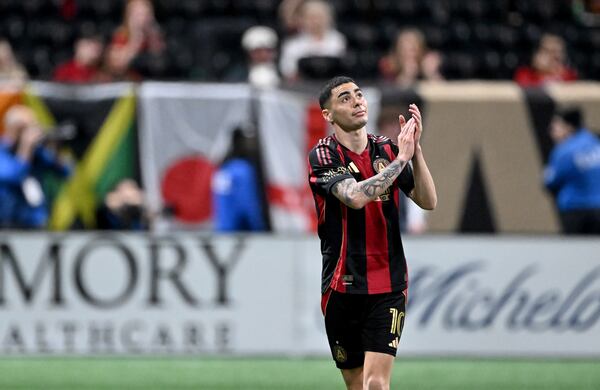 Atlanta United midfielder Miguel Almiron leaving the field during a February match against Montreal.