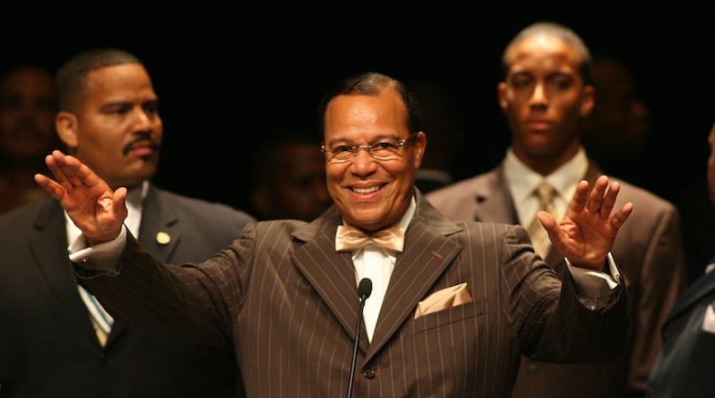 Minister Louis Farrakhan speaks in this 2007 photo commemorating the 12th Anniversary of the Million Man March at the Atlanta Civic Center. PHOTO BY JOHNNY CRAWFORD