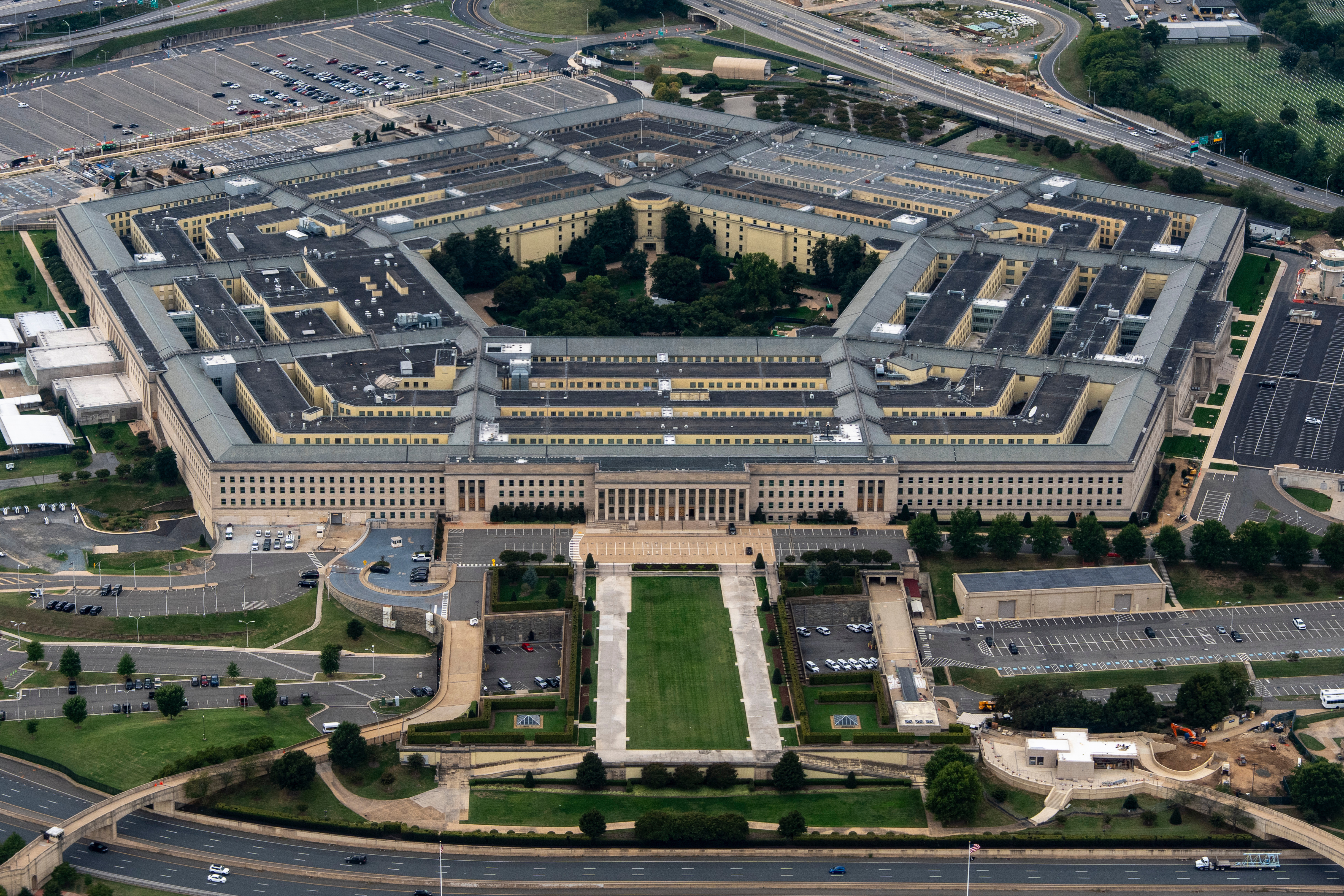 FILE - The Pentagon, the headquarters for the U.S. Department of Defense, is seen from the air, Sept. 20, 2025, in Arlington, Va. (AP Photo/Alex Brandon, FIle)