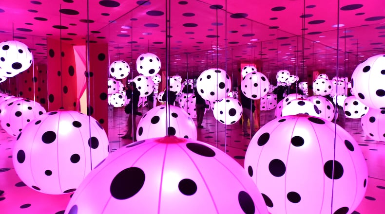 “Dots Obsession - Love Transformed into Dots,”  was part of “Yayoi Kusama: Infinity Mirrors" exhibit, which this week wrappd up its three-month residency at the High Museum of Art . The show included six “infinity rooms” and numerous new works by the 89-year-old artist, who remains active in her Tokyo studio. HYOSUB SHIN / HSHIN@AJC.COM