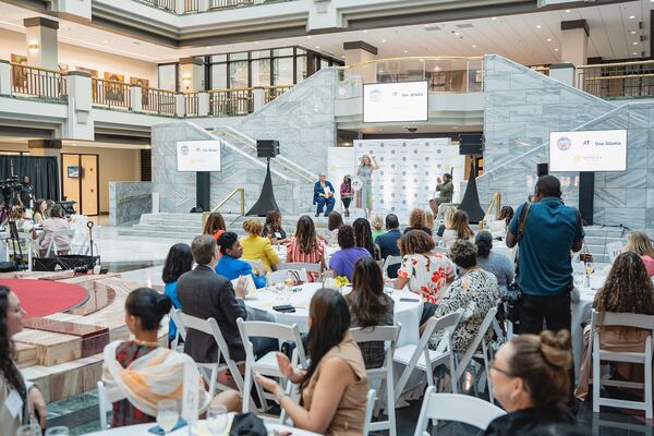 Atlanta Women's Foundation CEO Kari Love speaks during the organization's annual Community Investment Celebration on Thursday, Sept. 10, 2026, in Atlanta. (Courtesy of the Atlanta Women's Foundation)