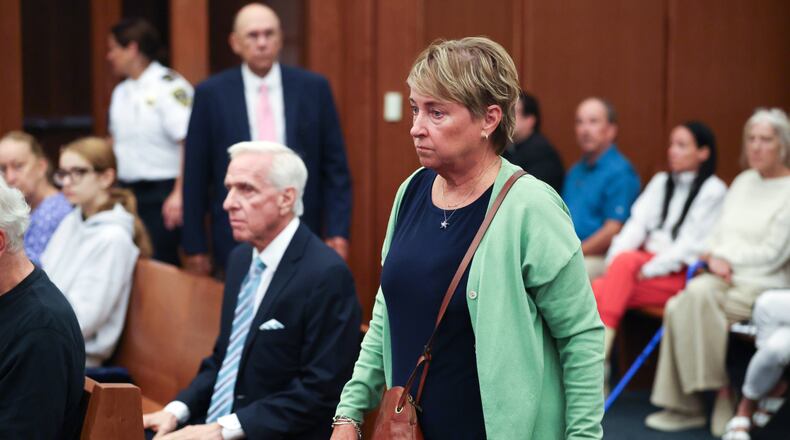 Susan Clancy, the former mother in law of Lindsay Clancy, enters the court room to give testimony during Lindsay Clancy's murder trial in Plymouth Mass., Tuesday Aug. 18, 2026 in Plymouth, Mass. (Jonathan Wiggs/The Boston Globe via AP, Pool)