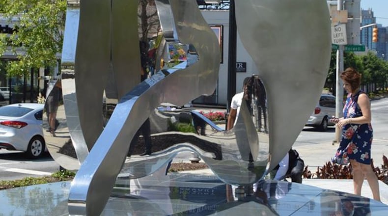 The sculpture by famed Atlanta architect John Portman is made of stainless steel. City of Atlanta department of parks and recreation.