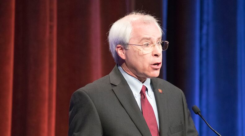 05/03/2018 -- Atlanta, GA - Georgia Democratic candidate for Secretary of State John Barrow, participates in a debate with democratic candidate Dee Dawkins-Haigler during a taping of the Atlanta Press Club at the Georgia Public Broadcasting studio in Atlanta, Thursday, May 3, 2018.  ALYSSA POINTER/ALYSSA.POINTER@AJC.COM