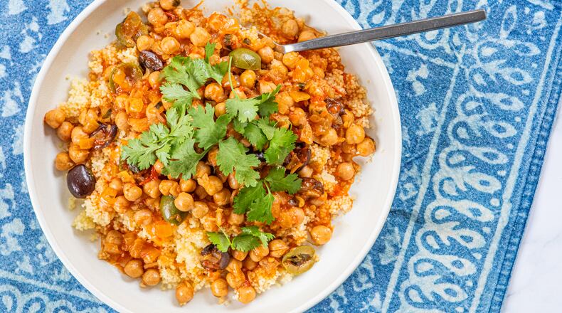 Serve this Shortcut Chickpea Tagine-Inspired Stew with quick-cooking couscous or alongside crusty bread for dipping. (Aaliyah Man for the AJC/food styling by Kate Williams)
