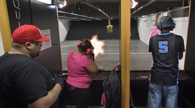 The gun range at Quickshot Shooting Range in Atlanta. HYOSUB SHIN / HSHIN@AJC.COM