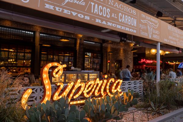 People dining at Superica restaurant at Krog Street Market. (Courtesy of Brandon McKeown)