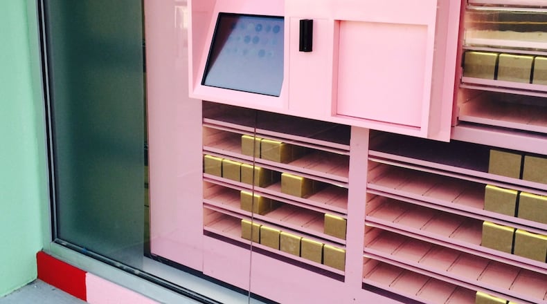 Atlanta is the first Sprinkles Cupcake and Ice Cream store to open in a mall. It also is one of the first locations to get the upgraded “2.0” version of the Cupcake ATM, capable of dispensing four cupcakes at a time. Photo by Jill Vejnoska jvejnoska@ajc.com
