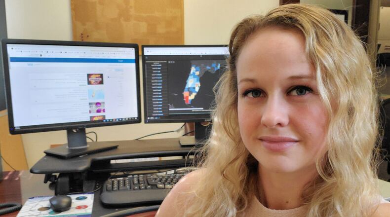 Rebekah Jones, a former Florida Department of Health employee,sued the state on Monday over a search warrant executed on her house after investigators said they identified a message sent from a computer at the address to health department employees. (Courtesy Rebekah Jones/TNS)