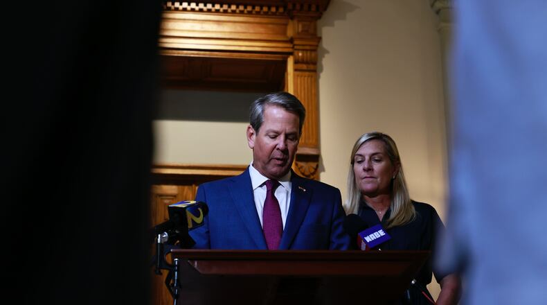 Gov. Brian Kemp, who once boasted the state’s anti-abortion law was the nation’s “toughest,” said Wednesday that he was “overjoyed” that the court’s ruling paved the way for the implementation of the law. (Natrice Miller / Natrice.Miller@ajc.com)