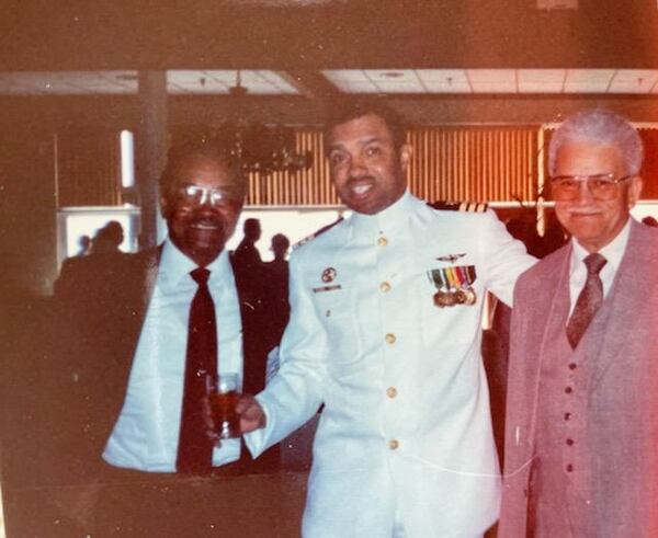 Harvey McDonald, center, flanked by his biological father, Joseph Blaylock, left, and stepfather, Ralph McDonald, right. All three served in the U.S. military. “There is a kinship among those who have served. There is respect,” McDonald said. “We look each other in the eye. And, no matter which branch of service we are in, you know you gave up something for something much larger.”