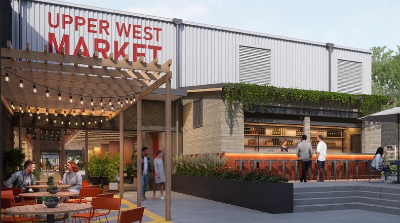 A rendering of Upper West Market, a farmers market that will open in west Midtown next summer with vendors offering produce, meat, baked goods and other food products.