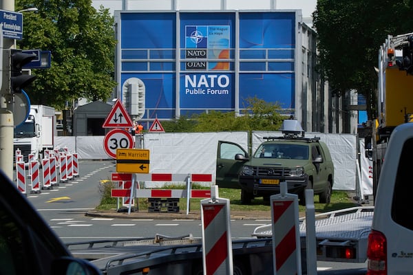 FILE- Security ahead of the NATO summit in The Hague, Netherlands, Wednesday, June 18, 2025. (AP Photo/Peter Dejong, File)