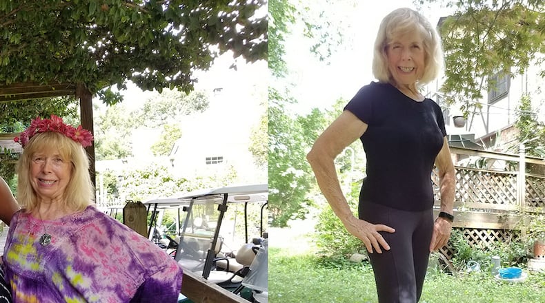 In the photo on the left, taken in August, Joan Rockwell weighed 172 pounds. In the photo on the right, taken this month, she weighed 137 pounds. (Photos contributed by Joan Rockwell)
