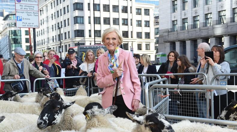 FILE PHOTO: Mary Berry officially opens the London Wool Fair by starting the Great Sheep Drive at London Bridge on September 24, 2017 in London, England.  (Photo by Stuart C. Wilson/Getty Images)